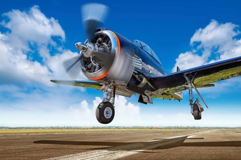 sports plane while take off