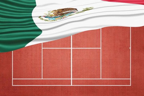 Mexico Flag on Clay Tennis Court, Sports Symbol