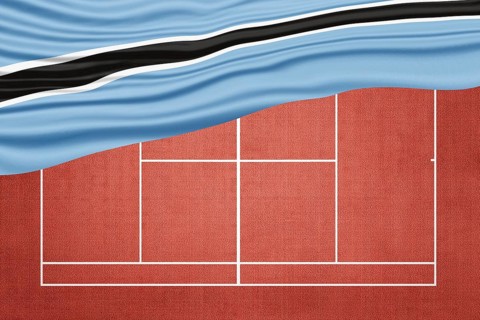Botswana Flag on Clay Tennis Court, Sports Symbol