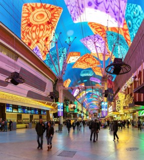 A picture of the colorful Fremont Street Experience