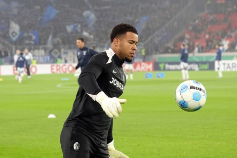 Goalkeeper Noah Atubolu (SC Freiburg) during the match for the DFB Cup 2024-25, 2nd round: SC
