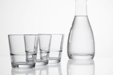 Glasses of water on the glass table