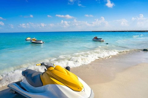 Playa del Carmen beach in Riviera Maya Caribbean at Mayan Mexico
