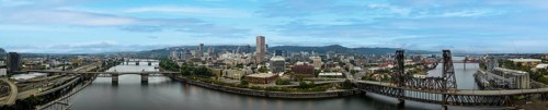 Aerial view of the city of Portland in the Pacific Northwest and the largest city in the U.S. state