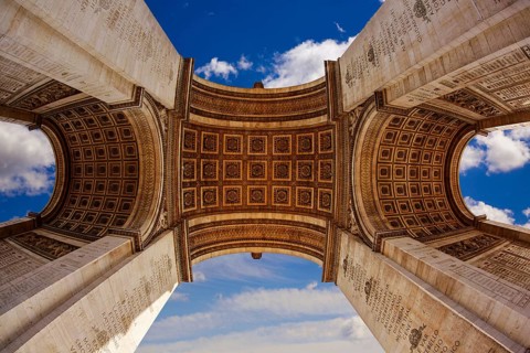 Arc de Triomphe in Paris Arch of Triumph low angle view at France