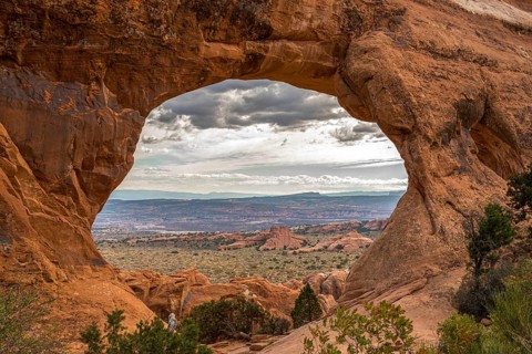 Great view on the Partition Arch in the Arches National Park, USA