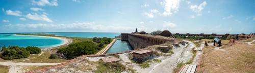 Cannon on the roof of Fort Jefferson, Dry Tortuga Island, Florida, USA