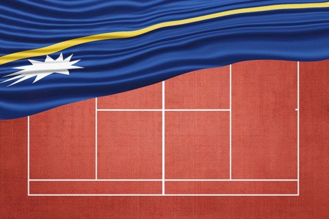 Nauru Flag on Clay Tennis Court, Sports Symbol