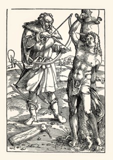 Martyrdom of Saint Sebastian, woodcut, 16th century