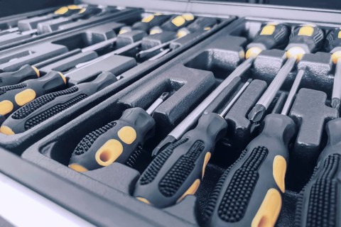 Set of Screwdrivers inside Toolbox, Screwdrivers Set