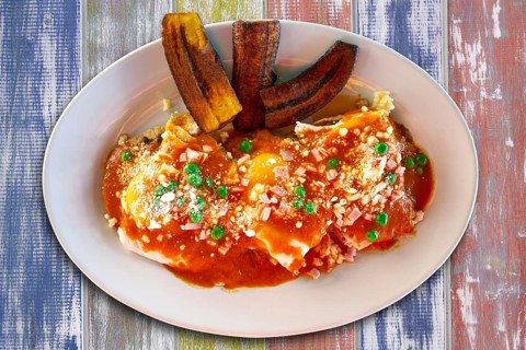 Motulenos eggs breakfast of Mexico in Riviera Maya