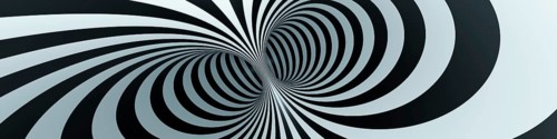 Optical illusion black and white tunnel background banner. 3D illustration