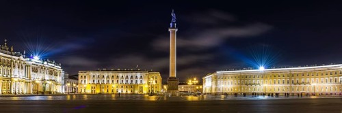 Nightview of the magnificent Palace Square in the old town of Saint Petersburg