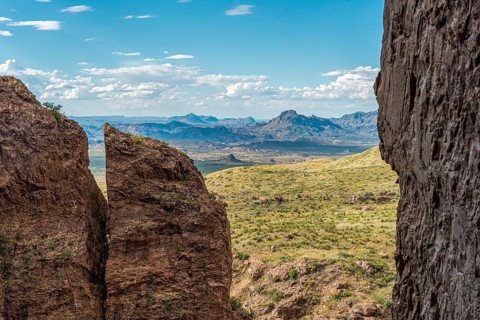 Scenic view from a gorge over the landscape of Big Bend NP, USA