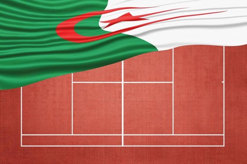 Algeria Flag on Clay Tennis Court, Sports Symbol