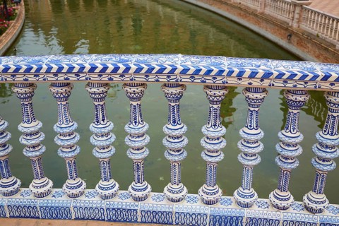 Seville Sevilla Plaza de Espana ceramic balustrade Andalusia Spain square