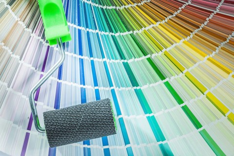 Set of paint roller color sampler on white background