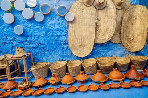 Ceramic and Baskets in Chefchaouen, Morocco