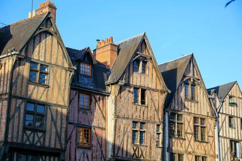 Half-timbered houses on Place Plumereau, Tours, Departement Indre-et-Loire, Region Centre Val de la