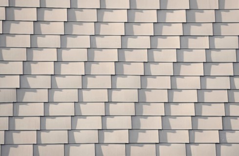 House wall with shingles