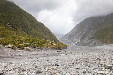 An image of the riverbed of the Franz Josef Glacier, New Zealand
