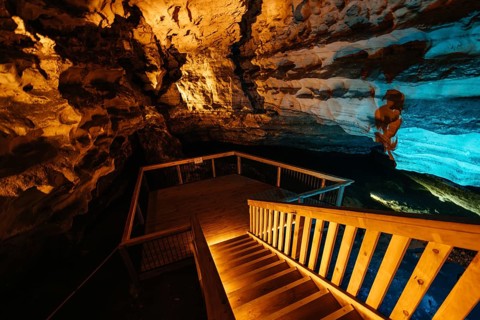 The iconic and popular Engelbrecht Cave system which is a sinkhole underneath Mt Gambier CBD in