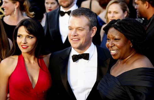 Matt Damon, Luciana Barroso and Whoopi Goldberg at the 88th Annual Academy Awards held at the