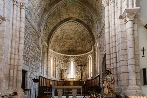 Brihuega, Spain, May 29, 2021: Interior view of the nave of the Church of Saint Philip
