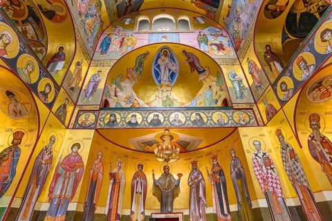 Interior of Cathedral of the Resurrection of Christ in Podgorica, Montenegro