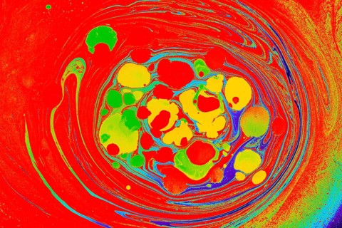 Beautiful abstract art of Ebru marbling painting techniques on water with paints