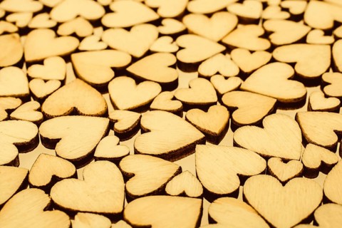 Retro style wooden hearts as love concept