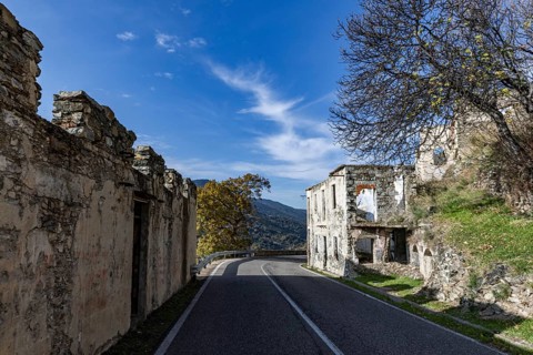 Lost place, abandoned houses and ruins in the ghost village, Gairo Vecchio, Gairo, Ogliastra,
