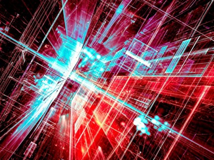 Abstract future technology background - computer-generated image. Fractal art: glass room or street