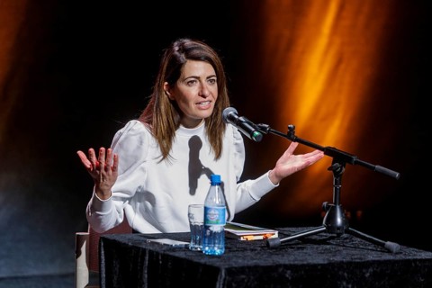 Reading by Linda Zervakis from her book LANDGANG at the Savoy Theatre, Düsseldorf, North