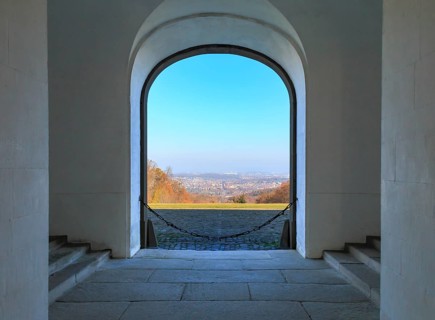 View of the valley, archway, Solitude Palace, Stuttgart, BW