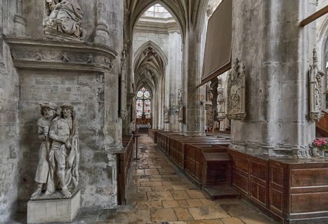 Interior with sculptures of the Cathédrale Saint-Pierre-et-Saint-Paul in Troyes Departemant Aube