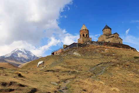 Mtskheta-Mtianeti, cross-domed church Zminda Sameba (Holy Trinity Church, Gergetier Holy Trinity