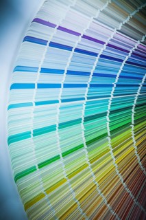 Color sampler on white surface top view