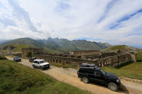 Off-road vehicle tour on the former military track on the French-Italian border Ligurian border
