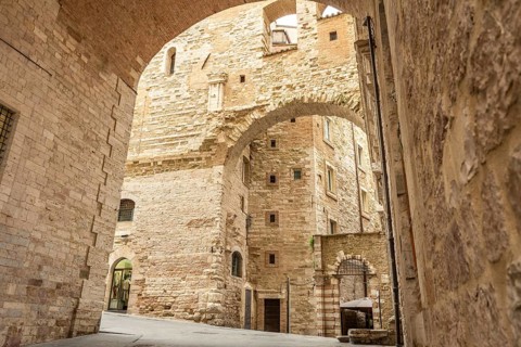 Beautiful Arch and Stone Architecture in Perugia, Umbria - Italy