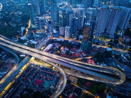 Aerial view of beautiful Kuala Lumpur city, early morning scene