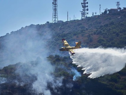 A picture of fire fighters in the sky