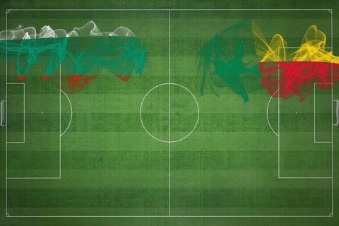 Bulgaria vs Benin Soccer Match, national colors, national flags, soccer field, football game,