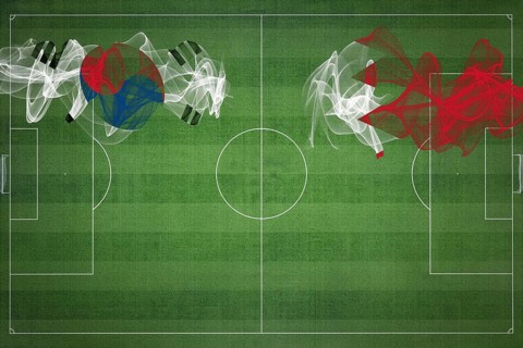South Korea vs Bahrain Soccer Match, national colors, national flags, soccer field, football game,