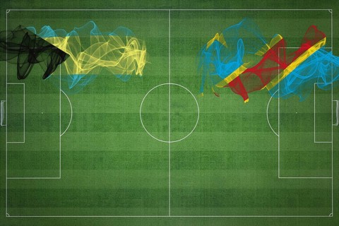 Bahamas vs DR Congo Soccer Match, national colors, national flags, soccer field, football game,