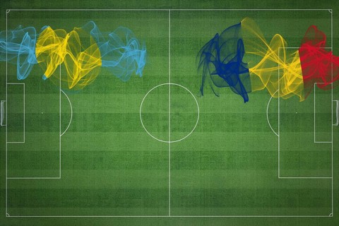 Palau vs Romania Soccer Match, national colors, national flags, soccer field, football game,