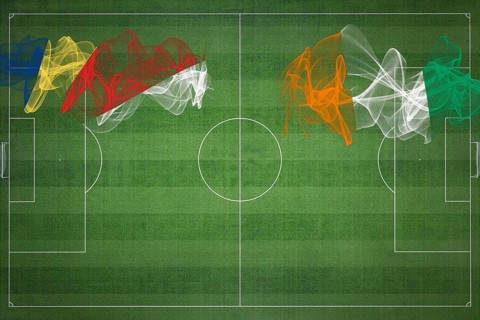 Seychelles vs Ivory Coast Soccer Match, national colors, national flags, soccer field, football