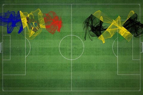 Moldova vs Jamaica Soccer Match, national colors, national flags, soccer field, football game,