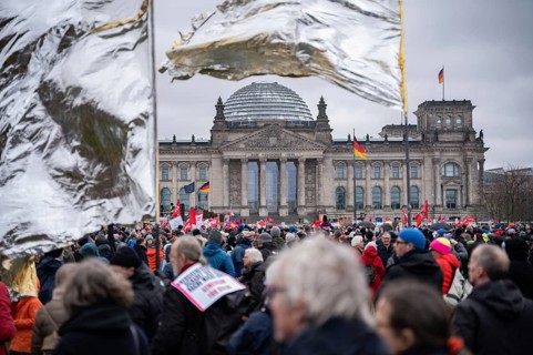 03/02/2024, Berlin, Germany, Europe, Brandmauer-Demonstration Mass protest against the right and