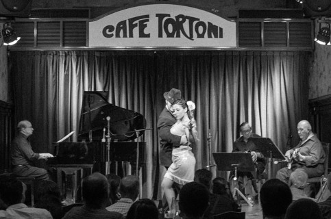 BUENOS AIRES, ARGENTINA, DECEMBER 27, 2015: Tango show at the old Cafe Tortoni. Opened in 1858, it